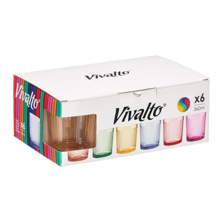 SET 6 VASOS COLORES RAYAS 360ML 