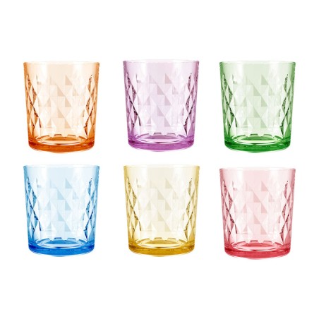 SET 6 VASOS COLORES DIAMANTE 360ML /4