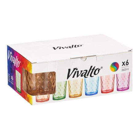 SET 6 VASOS COLORES DIAMANTE 360ML /4