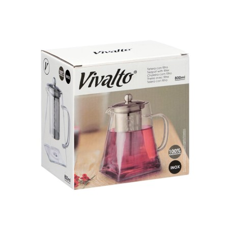 TETERA VIDRIO Y ACERO 800ML /12