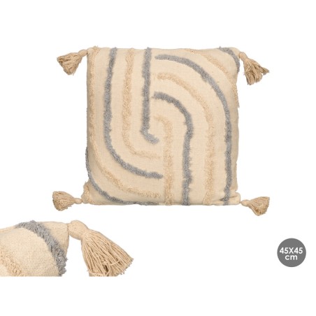 COJIN GRIS RAYAS BORDADO 45X45 CM