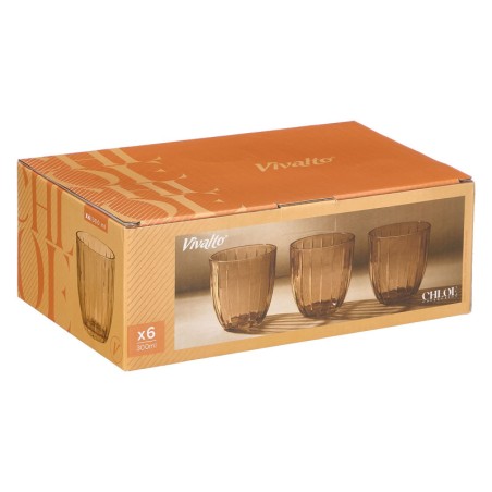 SET 6 VASOS RAYAS AMBAR 300 ML