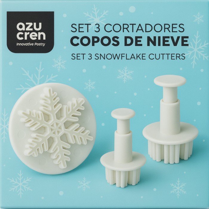 set de 3 cortadores copo de nieve para fondant