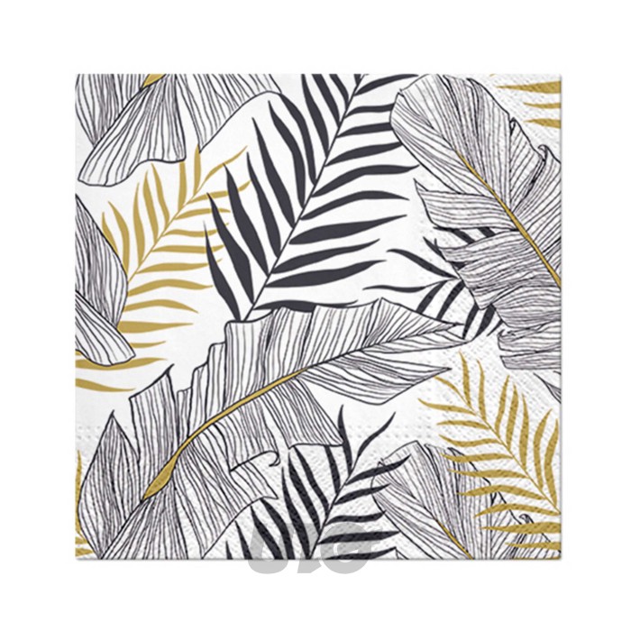 20 SERVILLETAS HOJAS NEGRAS DE PAPEL 33*33CM