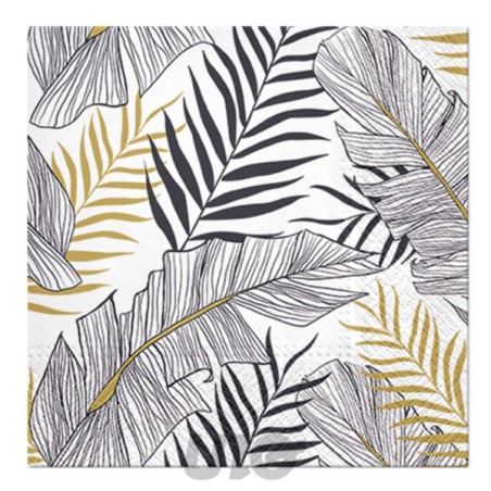 20 SERVILLETAS HOJAS NEGRAS DE PAPEL 33*33CM