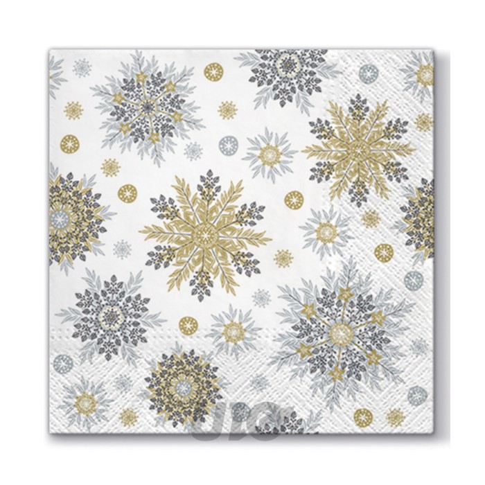 20 SERVILLETAS COPOS DORADO PLATA