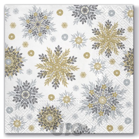 20 SERVILLETAS COPOS DORADO PLATA