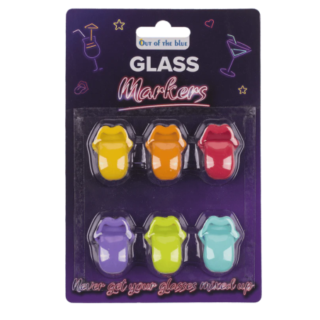 6 marcadores de copas lengua silicona