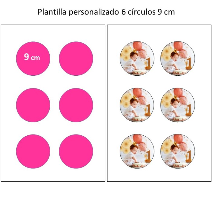 IMPRESIÓN EN PAPEL DE AZÚCAR - 6 CIRCULOS 9 CM