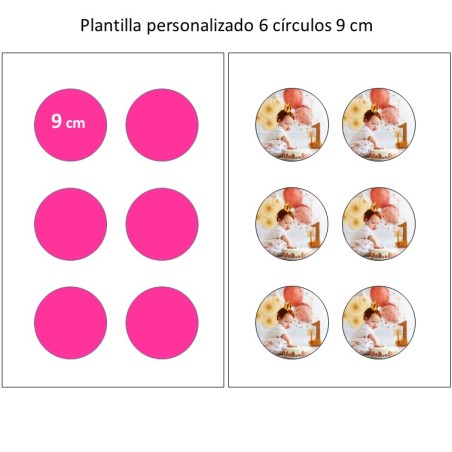 IMPRESIÓN EN PAPEL DE AZÚCAR - 6 CIRCULOS 9 CM