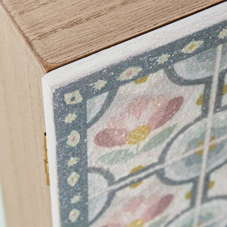 Caja Porta Llaves Madera Deco. Azulejo Flores 20x5,5x26cm