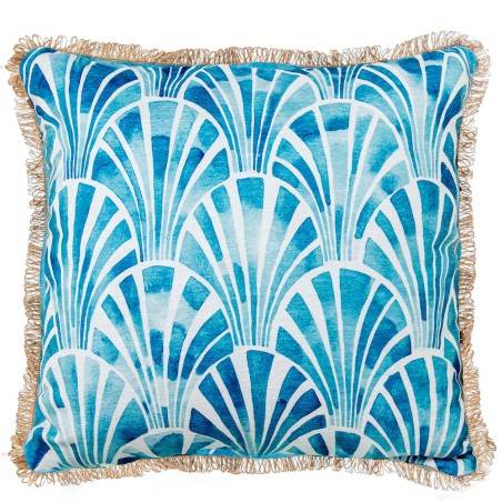 COJIN AZUL BLANCO CONCHAS 45X45 CM
