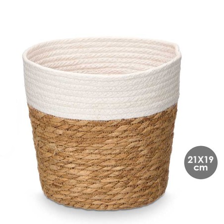 CESTO 21X19 CM NATRUAL BLANCO REDONDO