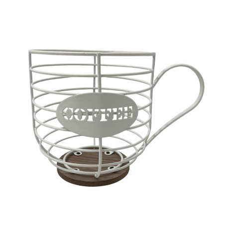 CESTA TAZA BLANCA PORTACPSULAS CAFE 19X13X13.5 CM