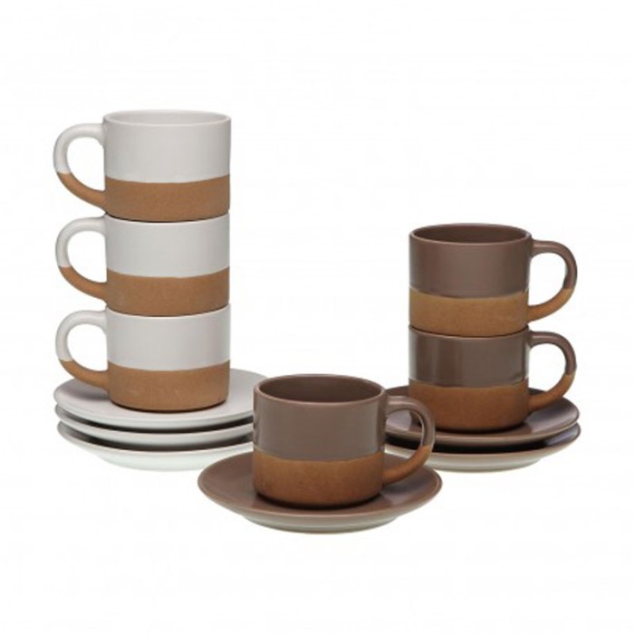 SET 6 TAZAS DE CAFE CON PLATO RUSTICO