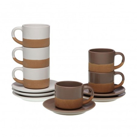 SET 6 TAZAS DE CAFE CON PLATO RUSTICO