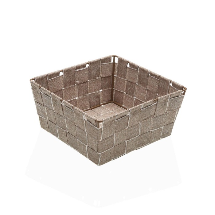 CESTA BEIGE 19X19X9 CM TRENZADA