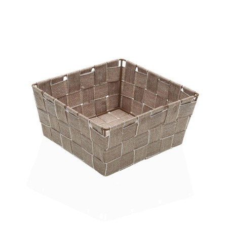 CESTA BEIGE 19X19X9 CM TRENZADA