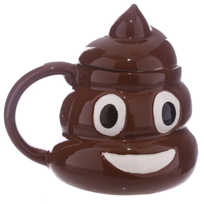 TAZA EMOTICONO CACA CON TAPA