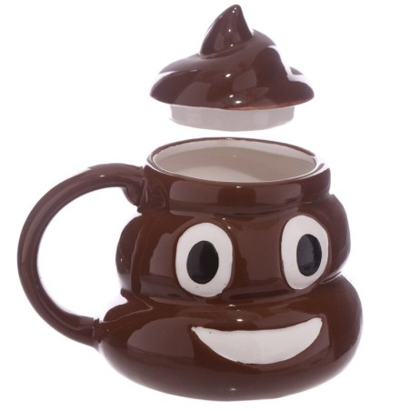TAZA EMOTICONO CACA CON TAPA