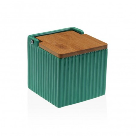 SALERO VERDE RAYAS 11X11X11CM CERAMICA