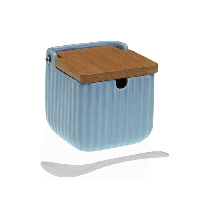 AZUCARERO AZUL RAYAS 8.3X8.3X8.3CM