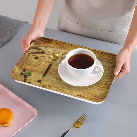 BANDEJA MELAMINA 27X21 WOOD BRILLO