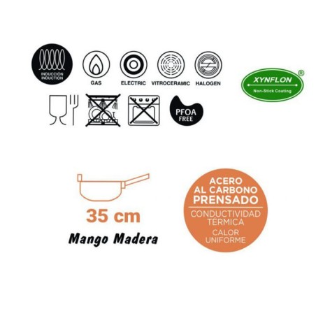 WOK 35CM CON MANGO MADERA 