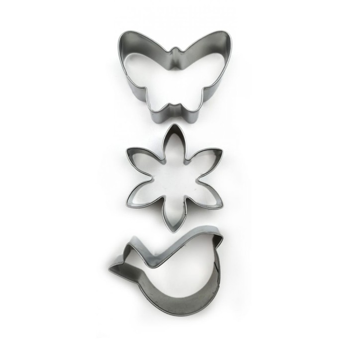 SET 3 CORTADORES MARIPOSA, FLOR Y POLLITO