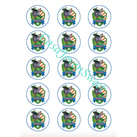 PAPEL DE AZUCAR 15U ROCKY 5CM PATRULLA CANINA