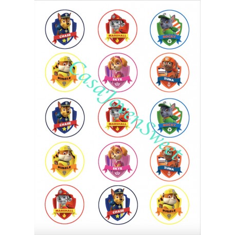 PAPEL DE AZUCAR 15U PATRULLA CANINA 5CM