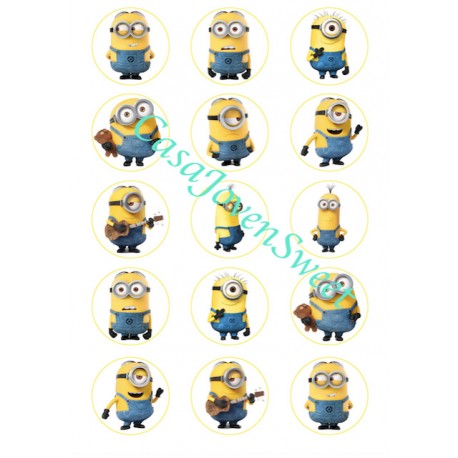 PAPEL DE AZUCAR MINIONS 15 CIRCULOS