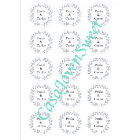 PAPEL DE AZUCAR 15 CIRCULOS HOJAS BODA DIN A4