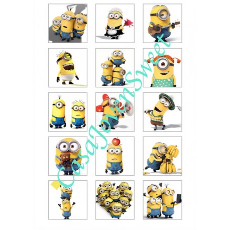 PAPEL DE AZUCAR 15 CUADRADO MINIONS DIN A4