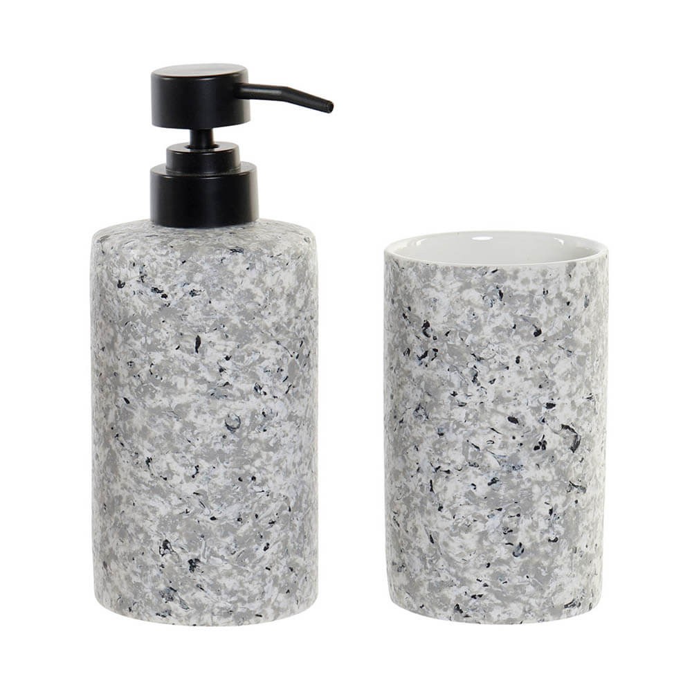 Conjunto de accesorios de baño en resina blanca o efecto arena diamante