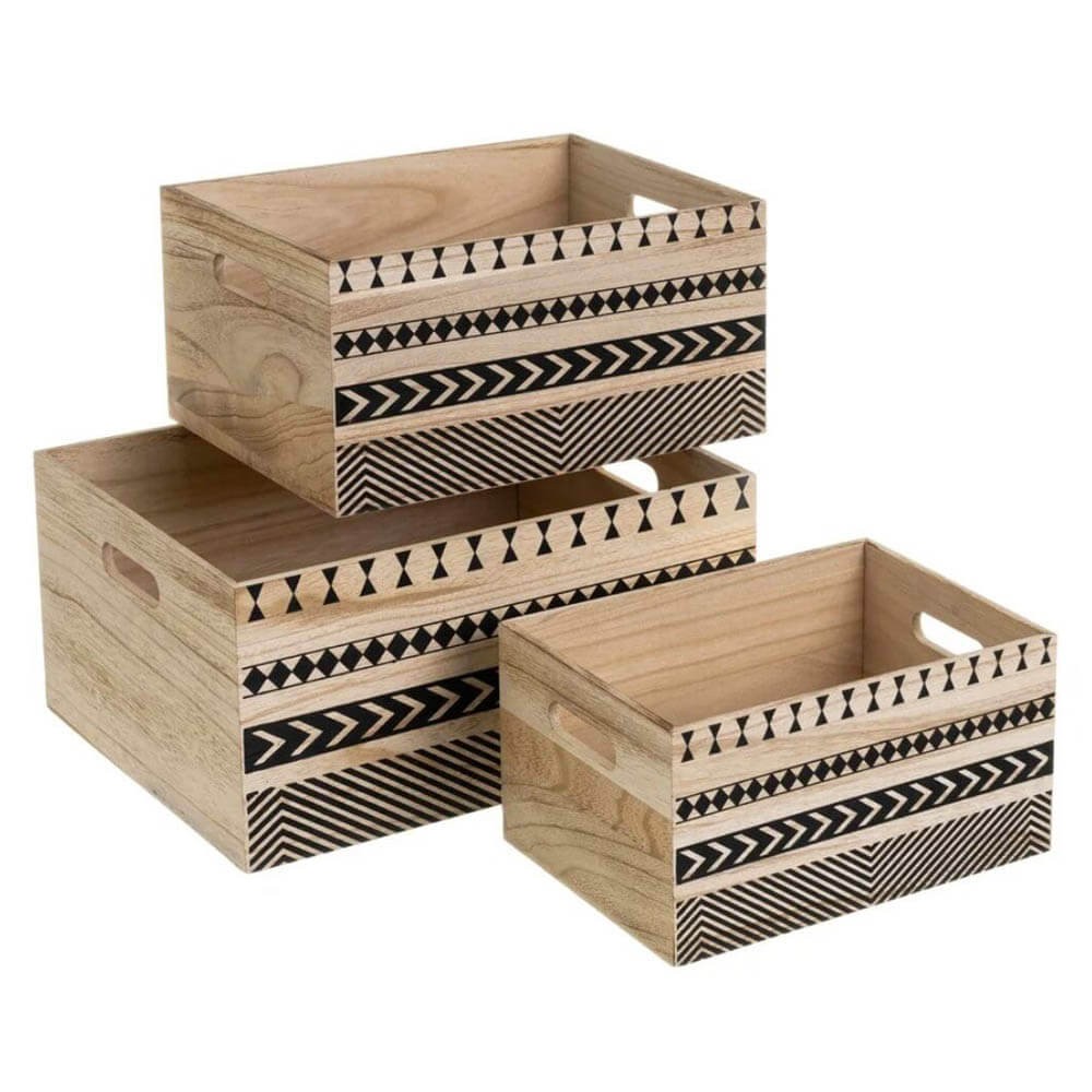 3 cajas almacenaje Pongotodos para el baño Cestos organizadores de bambú  negro