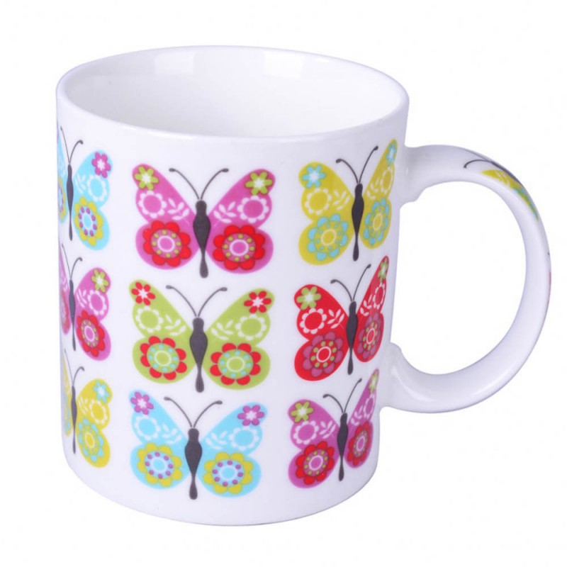 TAZA MARIPOSAS PORCELANA