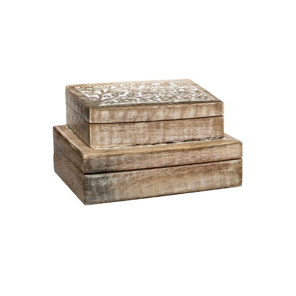Caja de madera natural con tapa, 30 x 20 x 13,5 cm, caja de recuerdos,  regalo : : Hogar y cocina