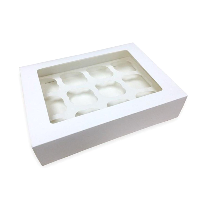 color blanco Cajas para magdalenas 12 orificios, 10 unidades Bakebox 