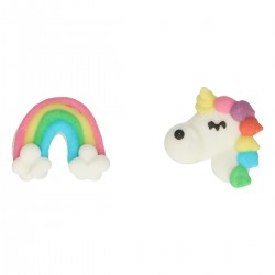 Figuras azúcar unicornio y arcoíris