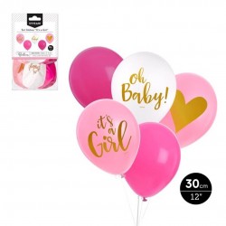 globos baby shower rosa