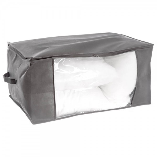 Bolsa de almacenamiento transparente con cremallera y asa para estante de armario 10 unidades VASZOLA color gris 