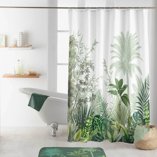 cortina de baño tropical
