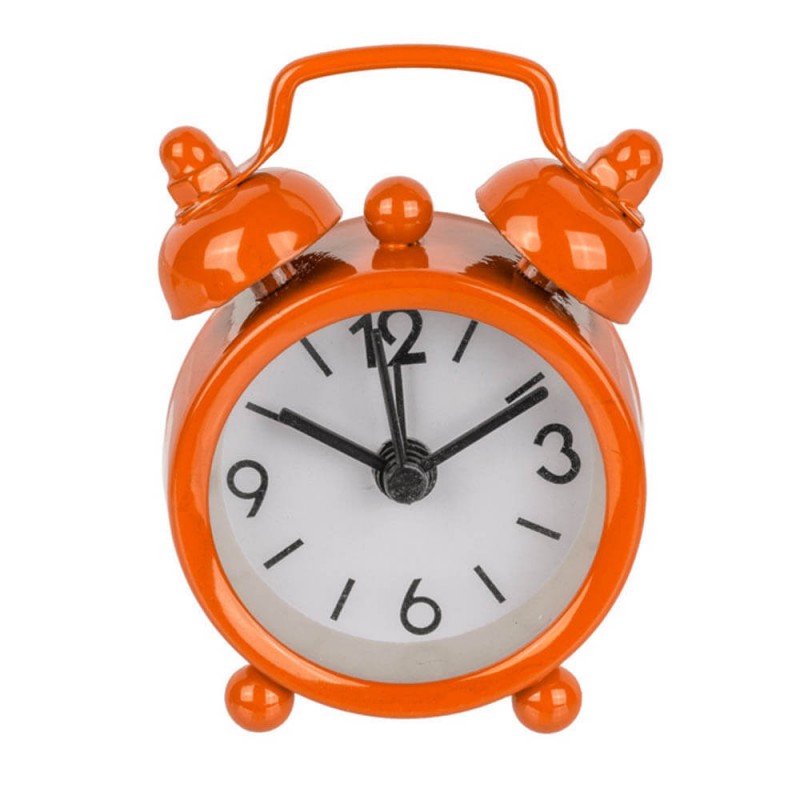  HEGZA Reloj despertador analógico de triángulo pequeño,  analógico, doble campana, con retroiluminación y alarma fuerte, funciona  con pilas, reloj despertador para niños de fácil ajuste (color naranja) :  Hogar y Cocina