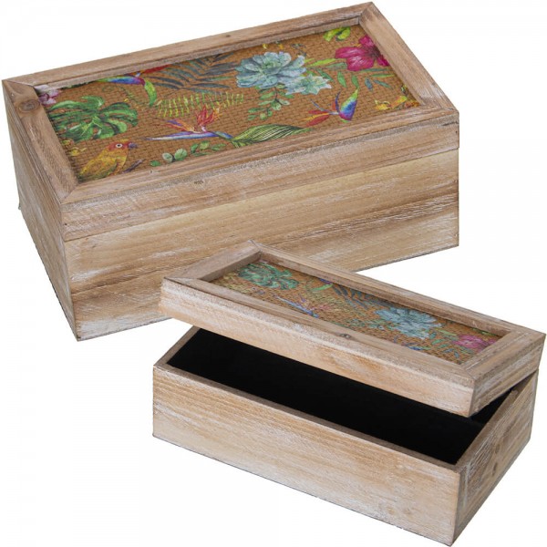 Caja Cesta de madera 3 listones 30x21x10 cm. c/asas Ref.AR16311 - Mabaonline
