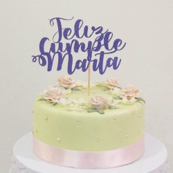 Topper tarta personalizado - Feliz cumple + Nombre