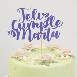 Topper tarta personalizado - Feliz cumple + Nombre