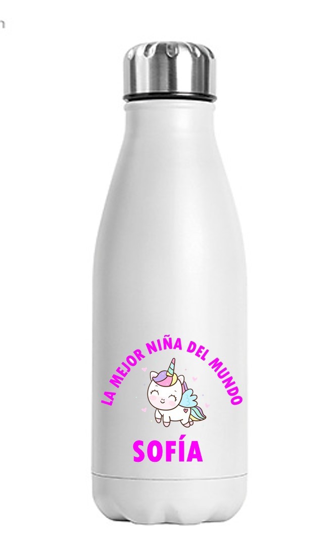 Botella Agua Personalizada Modelo Niña Flores – EL ARMARIO BLANCO