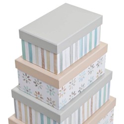 Caja almacenaje cartón - rayas multicolor 12x21,5x28,5cm