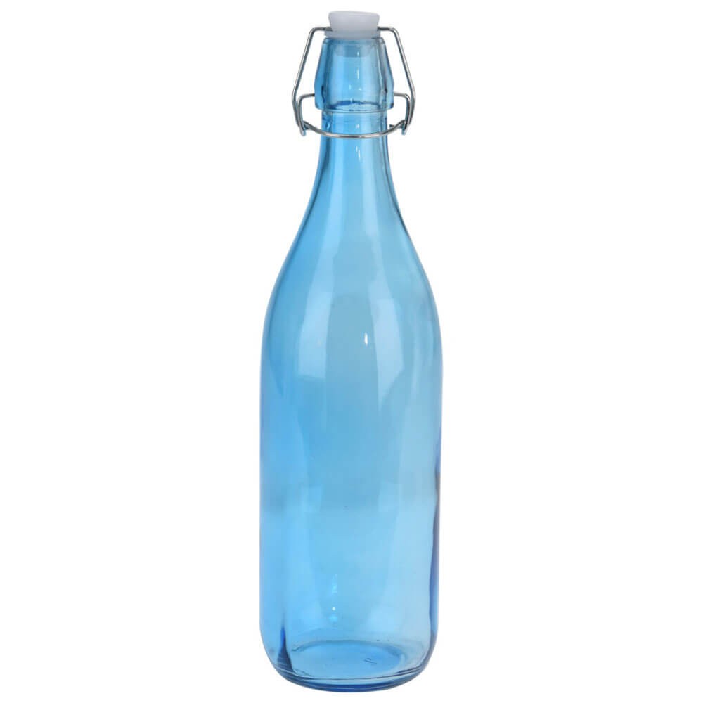 3 botellas de cristal de 2 litros en color azul con flor de la vida. :  : Hogar y cocina